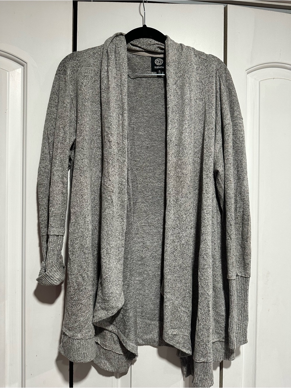 bobeau Heather Gray Open-Front Draped Cardigan